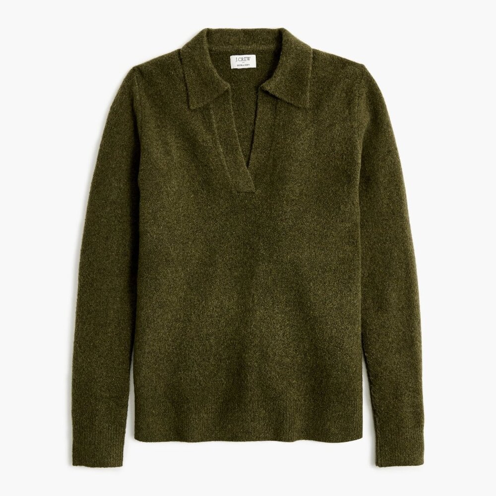J Crew Factory Sweater Polo in Extra Soft Yarn - EUC - XS - Heather Loden